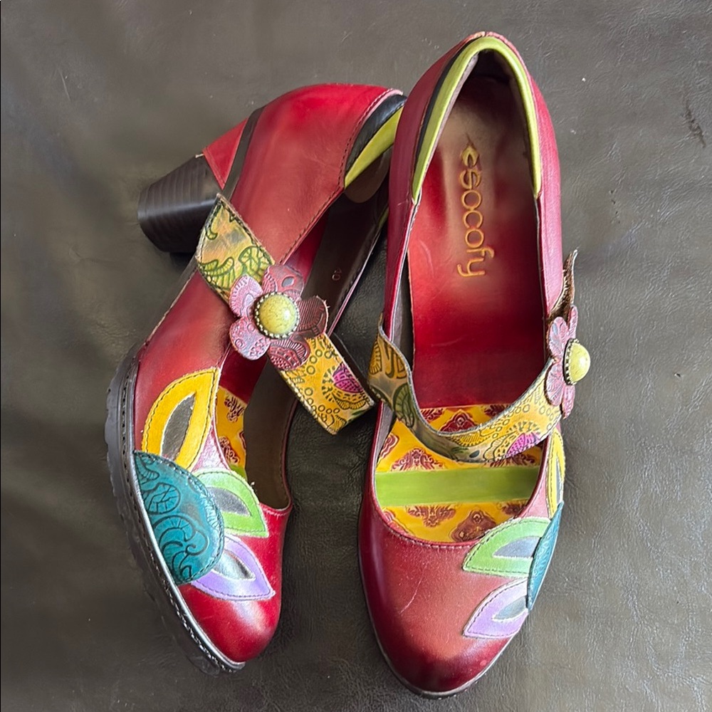 Women's Multicolor Mary Jane Heels sz 40